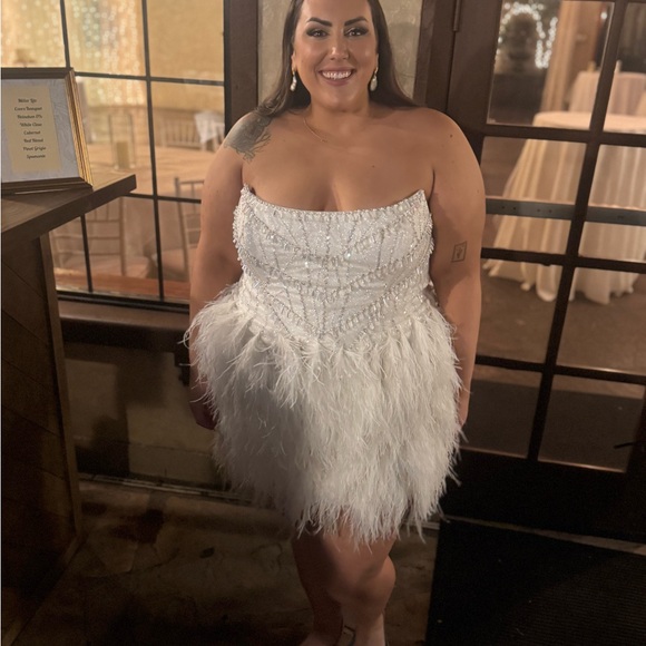 White Feather Mini Dress - Picture 3 of 3